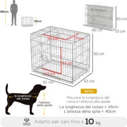 PawHut Kennel Gabbia Per Cani Pieghevole In Acciaio Porta Con Blocco -Cibi per cani in Italia 28946922 3