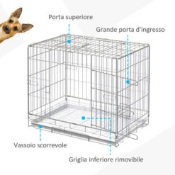 PawHut Kennel Gabbia Per Cani Pieghevole In Acciaio Porta Con Blocco -Cibi per cani in Italia 28946922 5