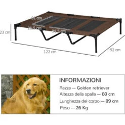 PawHut Brandina Lettino Per Cani Pieghevole In Metallo E Tessuto Oxford Con Sacca Di Trasporto, 122x92x23cm, Marrone E Nero 9 PawHut Brandina Lettino Per Cani Pieghevole In Metallo E Tessuto Oxford Con Sacca Di Trasporto, 122x92x23cm, Marrone E Nero -Cibi per cani in Italia 29447494 3