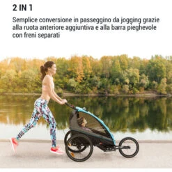Klarfit Kiddy King, Rimorchio Porta Bimbi Per Bici, Passeggino Da Jogging A 2 Posti, 40 Kg -Cibi per cani in Italia 29667623 3