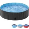 Yaheetech Piscina Per Cani Vasca Da Bagno Pieghevole Antiscivolo Per Animali Cani Gatti Coniglio In PVC Da Esterno Interno Nero M 100 X 30 Cm
