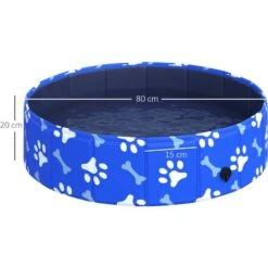 PawHut Piscina Rigida Per Cani Taglia Piccola 25kg In Plastica Dura E Antiscivolo Per Giardino O Interni, Blu Φ80x20cm -Cibi per cani in Italia 30503993 3