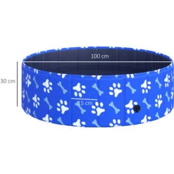 PawHut Piscina Rigida Per Cani Taglia Piccola 35kg In Plastica Dura E Antiscivolo Per Giardino O Interni, Blu Φ100x30cm -Cibi per cani in Italia 30504028 3