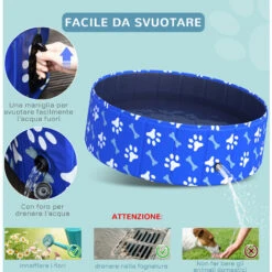 PawHut Piscina Rigida Per Cani Taglia Piccola 35kg In Plastica Dura E Antiscivolo Per Giardino O Interni, Blu Φ100x30cm -Cibi per cani in Italia 30504028 5