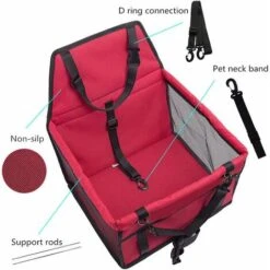 Seggiolino Auto Per Cani O Gatti, Borsa Per Cani, Copertura Impermeabile In Tessuto Oxford Con Cintura Di Sicurezza Da Viaggio Per Chinot (rosso) -Cibi per cani in Italia 30855055 4
