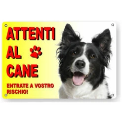 Attenti Al Cane Cartello Targa Border Collie