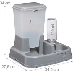 Relaxdays Distributore Automatico Di Acqua & Cibo, 2 In 1, Per Cani & Gatti, Bottiglia, 4 L, Plastica, Grigio Scuro -Cibi per cani in Italia 31794906 4