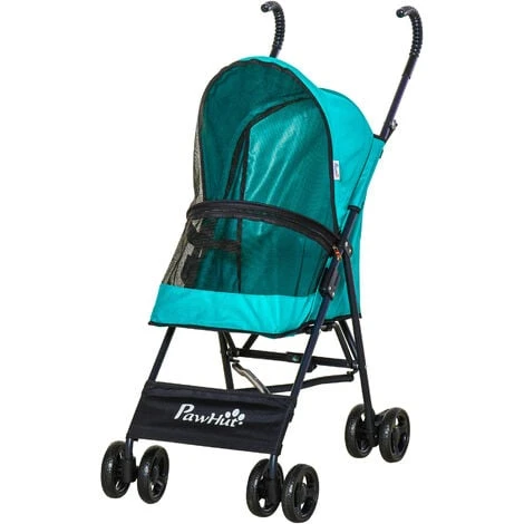 PawHut Passeggino Per Cani Piccoli Pieghevole, Ruote Con Freno In EVA E Guinzaglio Di Sicurezza Verde 3 PawHut Passeggino Per Cani Piccoli Pieghevole, Ruote Con Freno In EVA E Guinzaglio Di Sicurezza Verde