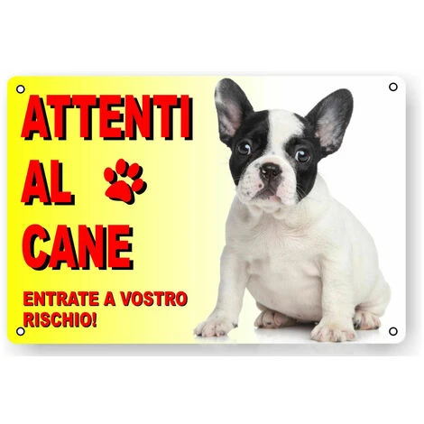 Attenti Al Cane Cartello Targa Bulldog Francese 3 Attenti Al Cane Cartello Targa Bulldog Francese