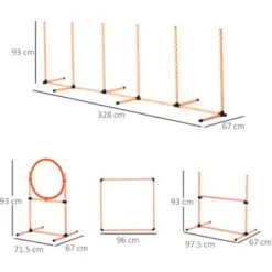PawHut Set Agility Dog Per Addestramento Cani Con Slalom, Ostacoli Regolabili, Fischietto E Sacca Di Trasporto -Cibi per cani in Italia 33205023 3