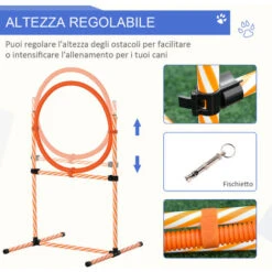 PawHut Set Agility Dog Per Addestramento Cani Con Slalom, Ostacoli Regolabili, Fischietto E Sacca Di Trasporto -Cibi per cani in Italia 33205023 5