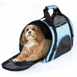 Borsa Da Trasporto Pieghevole Per Cani Di Piccola Taglia E Gatti Con Cerniera Di Sicurezza Azzurro -Cibi per cani in Italia 33293968 3