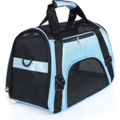 Borsa Da Trasporto Pieghevole Per Cani Di Piccola Taglia E Gatti Con Cerniera Di Sicurezza Azzurro -Cibi per cani in Italia 33293968 4