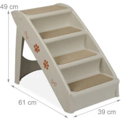 Relaxdays Scaletta A 4 Gradini, Per Cani Piccoli & Grandi, Letto & Divano, Auto, Rampa, Max.100 Kg, HLP 49x39x61, Grigio -Cibi per cani in Italia 33295326 4