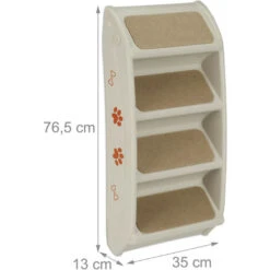 Relaxdays Scaletta A 4 Gradini, Per Cani Piccoli & Grandi, Letto & Divano, Auto, Rampa, Max.100 Kg, HLP 49x39x61, Grigio -Cibi per cani in Italia 33295326 5