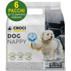 Croci 72 Pannolini Igienici Per Cani Dog Nappy M 32-44 Cm - 6 Pacchi Da 12 Pezzi Cad.