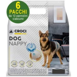 Croci 60 Pannolini Igienici Per Cani Dog Nappy XL 36-53 Cm - 6 Pacchi Da 10 Pezzi Cad.