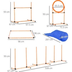 PawHut Attrezzi Agility Dog Set Percorso Completo 5 Pezzi Slalom, Ostacolo E Tunnel, Arancione -Cibi per cani in Italia 33882300 3