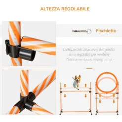 PawHut Attrezzi Agility Dog Set Percorso Completo 5 Pezzi Slalom, Ostacolo E Tunnel, Arancione -Cibi per cani in Italia 33882300 5