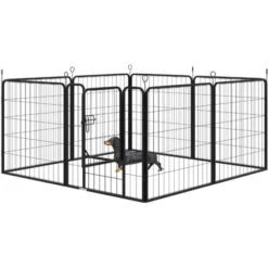 PawHut Recinto Modulare Per Cani Da Interno Ed Esterno In Metallo E Acciaio 8 Pannelli 79x79cm