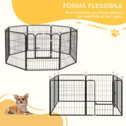 PawHut Recinto Modulare Per Cani Da Interno Ed Esterno In Metallo E Acciaio 8 Pannelli 79x79cm 10 PawHut Recinto Modulare Per Cani Da Interno Ed Esterno In Metallo E Acciaio 8 Pannelli 79x79cm -Cibi per cani in Italia 34136462 4