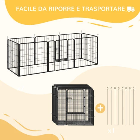PawHut Recinto Modulare Per Cani Da Interno Ed Esterno In Metallo E Acciaio 8 Pannelli 79x79cm 7 PawHut Recinto Modulare Per Cani Da Interno Ed Esterno In Metallo E Acciaio 8 Pannelli 79x79cm - immagine 5