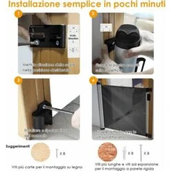 Barriera Di Protezione Avvolgibile Da Scale E Porte, Per Bambini Ed Animali, Estensibile Fino A 130cm (Argento) -Cibi per cani in Italia 34725766 3