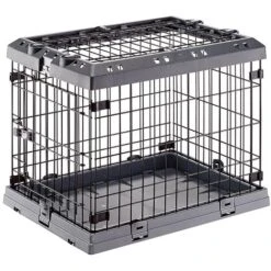 Ferplast SUPERIOR Box Pieghevole Per Cani, Con 2 O 3 Aperture. Varie Misure.. Variante 60 - Misure: 62 X 47 X H 50 Cm - Grigio