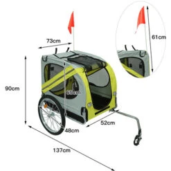 Rimorchio Per Bicicletta Per Cani, Grigio Giallo 137 X 90 X 73cm -Cibi per cani in Italia 35183833 4