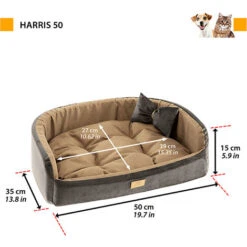 Ferplast HARRIS Cuccia Con Cuscino Per Cani E Gatti In Tessuto Resistente. In Vari Colori E Misure. . Variante 50 - Misure: 50 X 35 X H 15 Cm - Marrone -Cibi per cani in Italia 35648848 2
