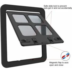 Zanzariera Per Animali Domestici Per Cani E Gatti, Porta Scorrevole Con Serratura A 4 Vie Per Porte Esterne, Grande Gattaiola Per Animali Domestici Con Circonferenza 60 Cm (nero) -Cibi per cani in Italia 36244020 4