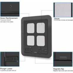 Zanzariera Per Animali Domestici Per Cani E Gatti, Porta Scorrevole Con Serratura A 4 Vie Per Porte Esterne, Grande Gattaiola Per Animali Domestici Con Circonferenza 60 Cm (nero) -Cibi per cani in Italia 36244020 5