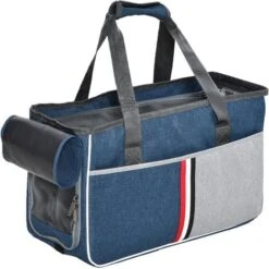 PawHut Trasportino Per Cani E Gatti In Oxford, Cuscino Rimovibile E Lavabile, Con Rete Traspirante, 47x20x28cm, Blu