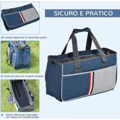 PawHut Trasportino Per Cani E Gatti In Oxford, Cuscino Rimovibile E Lavabile, Con Rete Traspirante, 47x20x28cm, Blu -Cibi per cani in Italia 36286530 5