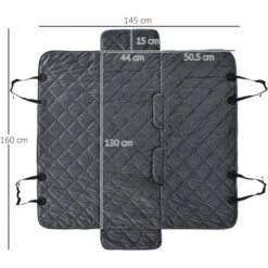 PawHut Telo Coprisedile Per Auto Effetto Velluto Con Fondo Antiscivolo E Cinghie Di Fissaggio, 160x145cm, Grigio -Cibi per cani in Italia 36286545 3