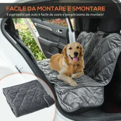 PawHut Telo Coprisedile Per Auto Effetto Velluto Con Fondo Antiscivolo E Cinghie Di Fissaggio, 160x145cm, Grigio -Cibi per cani in Italia 36286545 5
