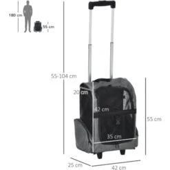 PawHut Trasportino Zaino Per Cani E Gatti Con Tasche Laterali, Maniglia Telescopica E Ruote, 42x25x55cm, Grigio 9 PawHut Trasportino Zaino Per Cani E Gatti Con Tasche Laterali, Maniglia Telescopica E Ruote, 42x25x55cm, Grigio -Cibi per cani in Italia 36286567 3
