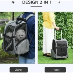 PawHut Trasportino Zaino Per Cani E Gatti Con Tasche Laterali, Maniglia Telescopica E Ruote, 42x25x55cm, Grigio 10 PawHut Trasportino Zaino Per Cani E Gatti Con Tasche Laterali, Maniglia Telescopica E Ruote, 42x25x55cm, Grigio -Cibi per cani in Italia 36286567 4