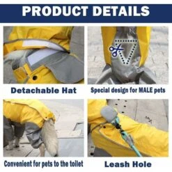 SOEKAVIA Impermeabile Per Cani Con Cappuccio Staccabile, Cappotto Per Cani Con Coulisse Esterna Regolabile, Giacca Impermeabile Per Cani, Giacca Antipioggia Con Cappuccio E Foro Per Colletto, 10 Tagli -Cibi per cani in Italia 36294838 3