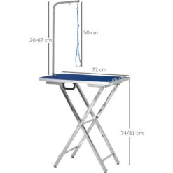 PawHut Tavolo Toelettatura Pieghevole, Braccio Regolabile E Guinzaglio, 70x45x74-81cm, Blu -Cibi per cani in Italia 36606673 3