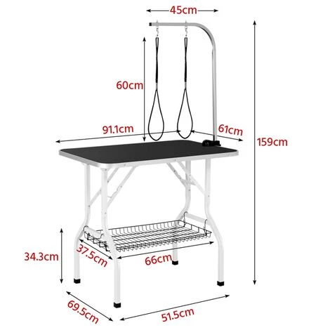 Yaheetech Tavolo Da Toelettatura E Tosatura Per Cani Gatti Animali Pieghevole Con 2 Lacci Portata 100 Kg Nero 4 Yaheetech Tavolo Da Toelettatura E Tosatura Per Cani Gatti Animali Pieghevole Con 2 Lacci Portata 100 Kg Nero - immagine 2