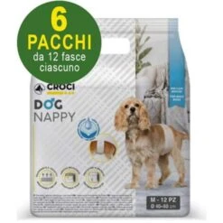 Croci 72 Pannolini Igienici A Fascia Per Cani Maschi Dog Nappy - M 6 Pacchi Da 12 Pezzi Cad.