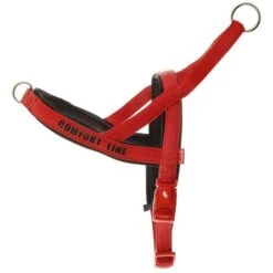 Ferribiella Pettorina Da Trekking In Nylon Ultra Resistente Con Imbottitura Soffice E Scritta Riflettente Linea Comfort Per Cani: 1 X 32-50 Cm - Rosso