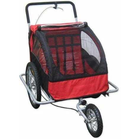 Bc-elec - 5664-0001A Rimorchio Passeggino/jogger Per Bici 2 In 1 Per Due Bambini, Di Colore Rosso/nero 3 Bc-elec - 5664-0001A Rimorchio Passeggino/jogger Per Bici 2 In 1 Per Due Bambini, Di Colore Rosso/nero