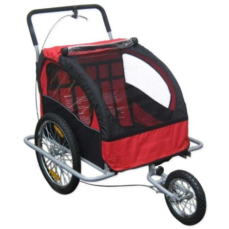 Bc-elec - 5664-0001A Rimorchio Passeggino/jogger Per Bici 2 In 1 Per Due Bambini, Di Colore Rosso/nero 4 Bc-elec - 5664-0001A Rimorchio Passeggino/jogger Per Bici 2 In 1 Per Due Bambini, Di Colore Rosso/nero - immagine 2