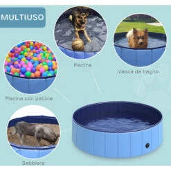PawHut Piscina Per Cani In Plastica Bordo Stabile, 120x30cm (ØxH) -Cibi per cani in Italia 3993874 4