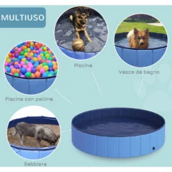 PawHut Piscina Pieghevole Per Cani In PVC, Azzurro, Ø140x30cm -Cibi per cani in Italia 3993879 4