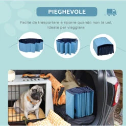 PawHut Piscina Pieghevole Per Cani In PVC, Azzurro, Ø140x30cm -Cibi per cani in Italia 3993879 5