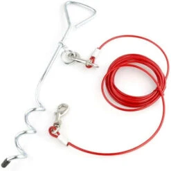 Picchetto A Spirale Con Cavo Guinzaglio Palo Con Corda Per Cani 4 Mt Da Giardino