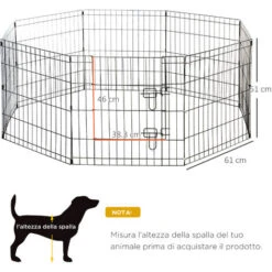 PawHut Recinto Per Cani Gatti Cuccioli Roditori Recinzione Rete Gabbia 8 Pezzi 61 X 61cm Nero -Cibi per cani in Italia 4398677 3